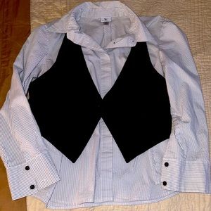 XL worthington striped blouse with vest